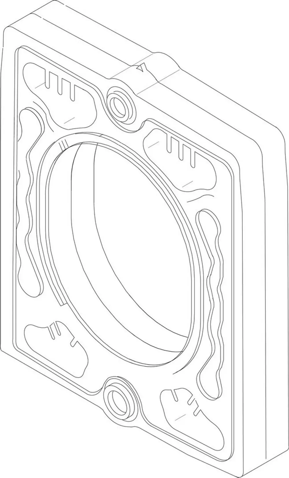 Bosch-Mittelglied mit rechteckiger Form und verschiedenen Einkerbungen, das als Verbindungselement in Mechanismen dient.